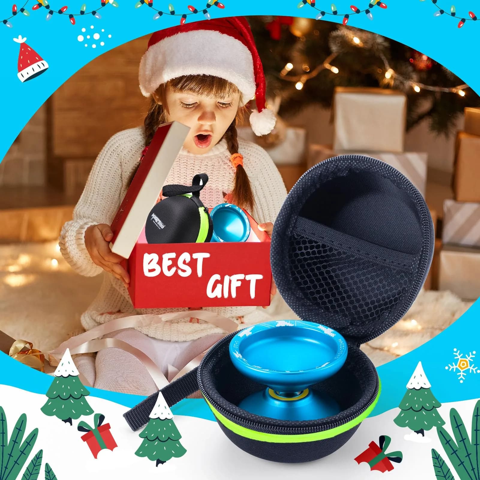 MAGICYOYO V10 Professional Finger Spin Yoyo for DNA Tricks, Metal Yoyo Professional with Responsive & Unresponsive Modes, Pro Trick Yo yo for Adults & Kids with Complete Yo-yo Accessories Kit (Blue) thumbnail 9