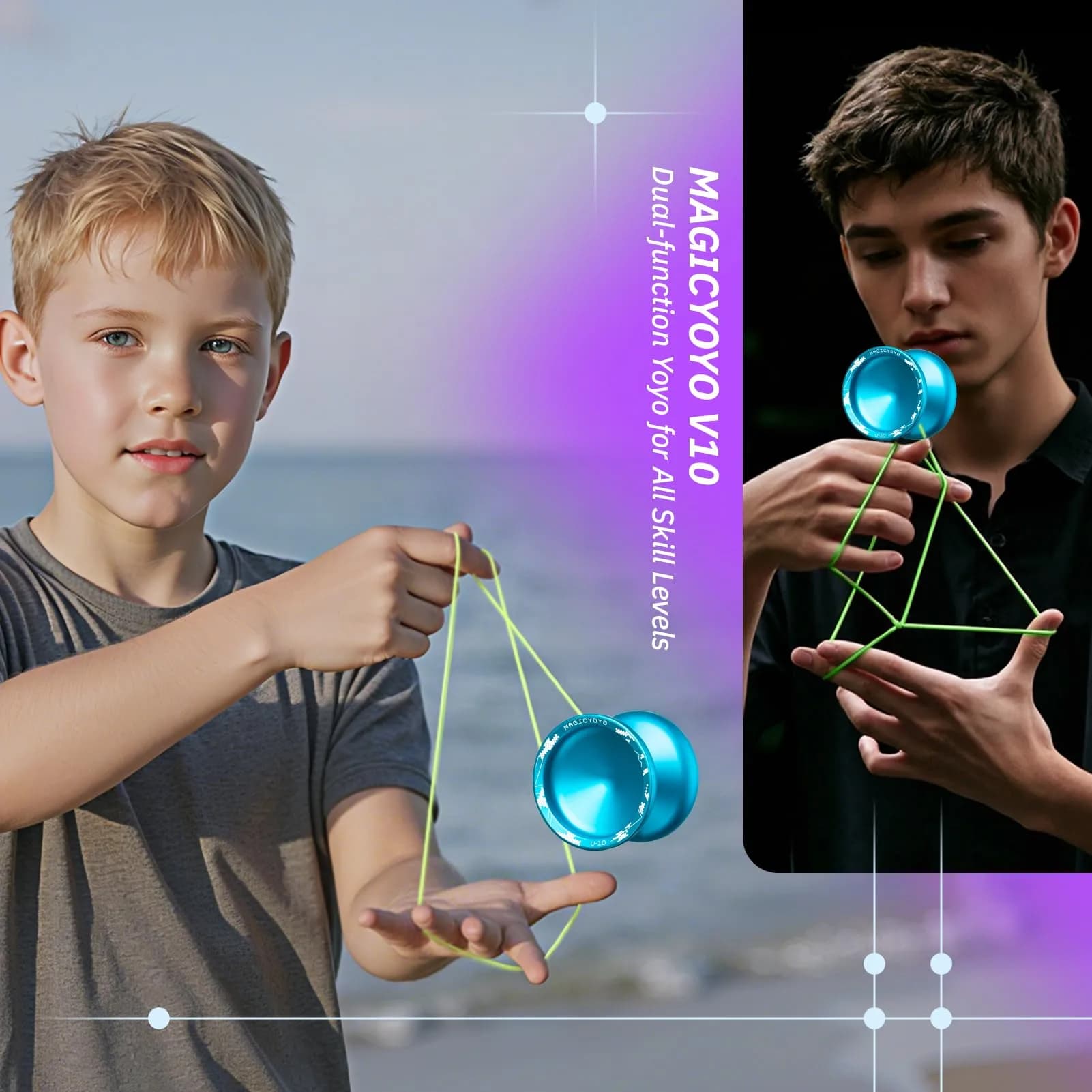 MAGICYOYO V10 Professional Finger Spin Yoyo for DNA Tricks, Metal Yoyo Professional with Responsive & Unresponsive Modes, Pro Trick Yo yo for Adults & Kids with Complete Yo-yo Accessories Kit (Blue) thumbnail 4