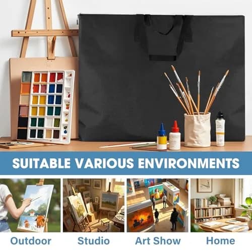 ZKOO 20 x 26 Inch Art Portfolio Bag, Black | Waterproof Nylon Artist Tote with Shoulder Strap thumbnail 7