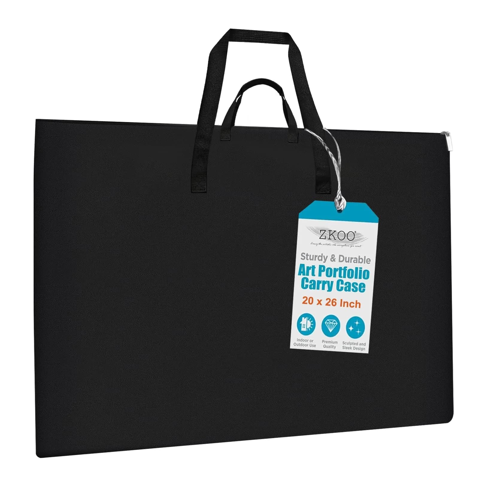 ZKOO Large Art Portfolio Bag 61 x 76 cm (24 x 36 Inch) | Waterproof Black Canvas Carrier Case — Black / 20*26in-Black