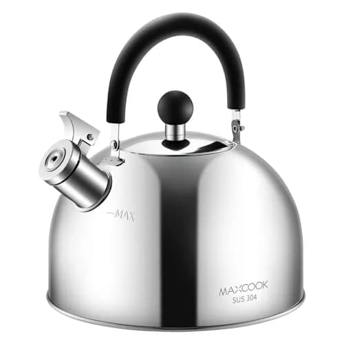 MAXCOOK 304 Stainless Steel Whistling Tea Kettle 3.17 Quart (3L) | Heats Water Fast on All Stovetops thumbnail 1