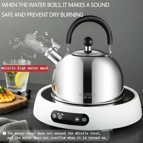 MAXCOOK 304 Stainless Steel Whistling Tea Kettle 3.17 Quart (3L) | Heats Water Fast on All Stovetops thumbnail 3