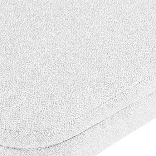 DESIGNER97 Elegant Upholstered Ottoman Oval Storage Bench with Rubber Wood Legs for Hallway Living Room Bedroom White (43.5" W x 16" D x 16" H) thumbnail 9