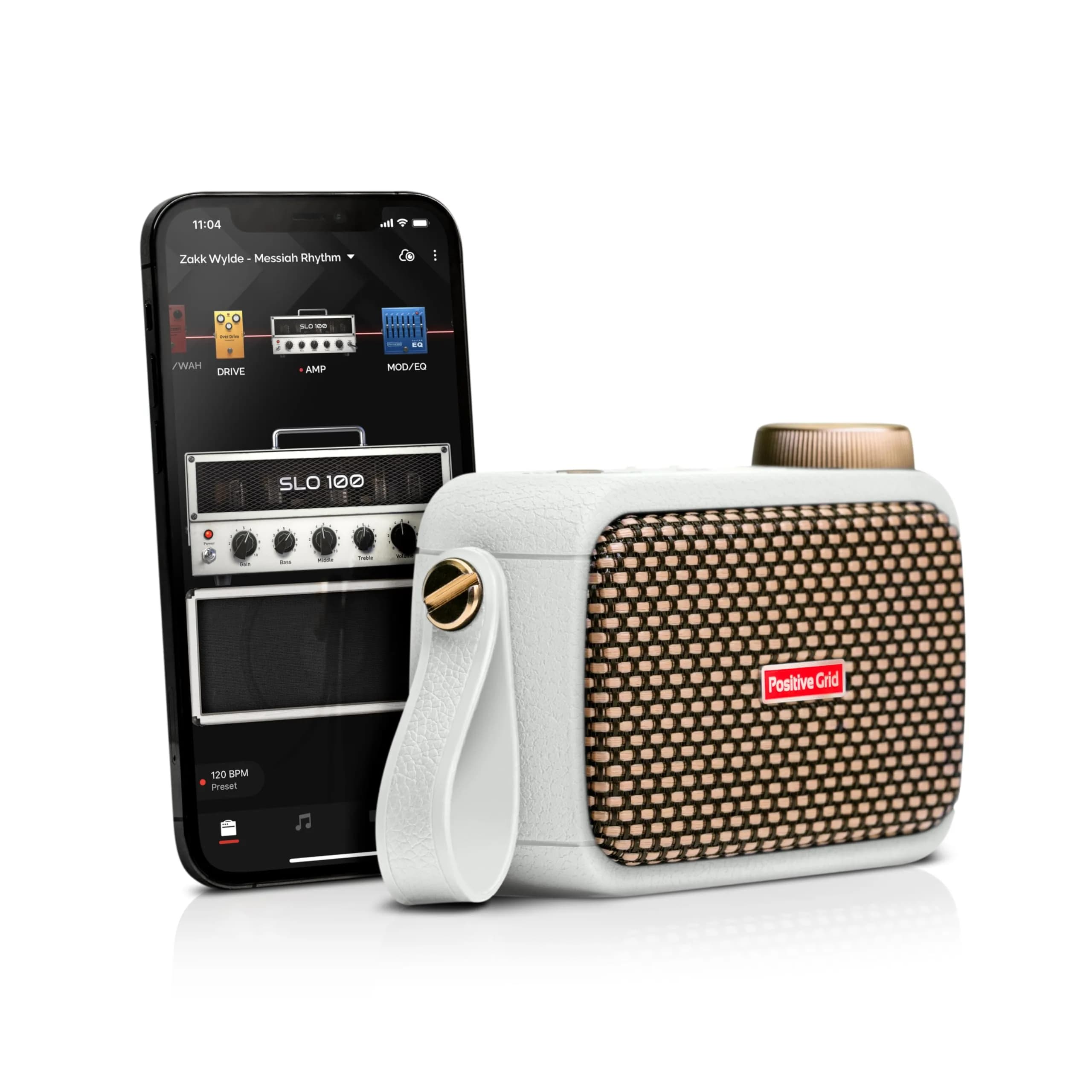 Positive Grid Spark GO 5W Ultra-Portable Smart Amp & Speaker – Pearl | 10.16cm (4 inch) Speaker — Pearl