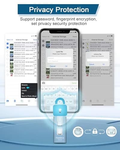 GNASEET 256GB USB Flash Drive for Phone and Pad | High-Speed External Memory Stick (Blue, 256GB) thumbnail 6