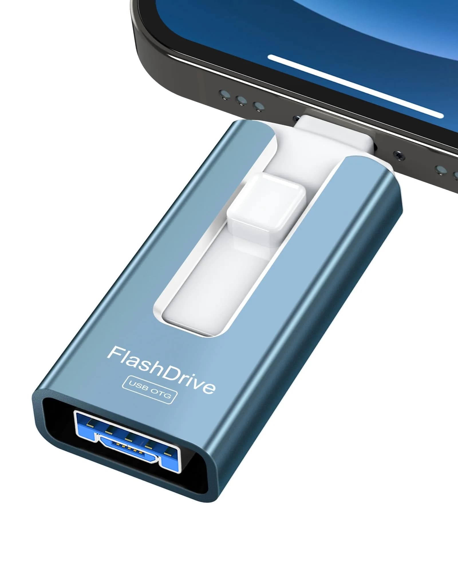 GNASEET 256GB USB Flash Drive for Phone and Pad | High-Speed External Memory Stick (Blue, 256GB)