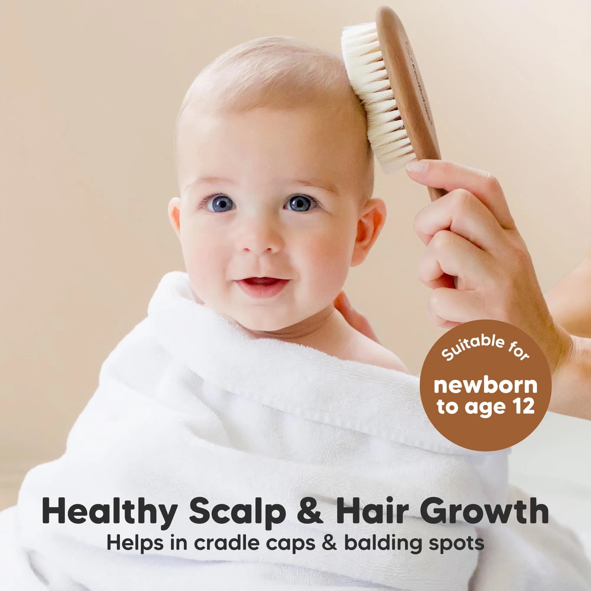 KeaBabies Wooden Baby Hair Brush for Toddler Infant Cradle Cap | Gentle Goat Hair thumbnail 3
