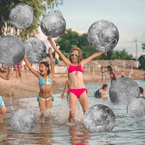 Shappy Moon Inflatable PVC Ball 40.64 cm (16 Inch) & 60.96 cm (24 Inch) | Educational Space Toy for Kids thumbnail 4