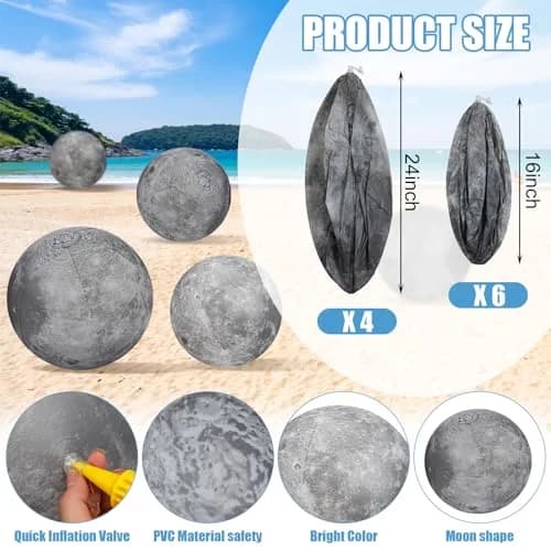 Shappy Moon Inflatable PVC Ball 40.64 cm (16 Inch) & 60.96 cm (24 Inch) | Educational Space Toy for Kids thumbnail 3