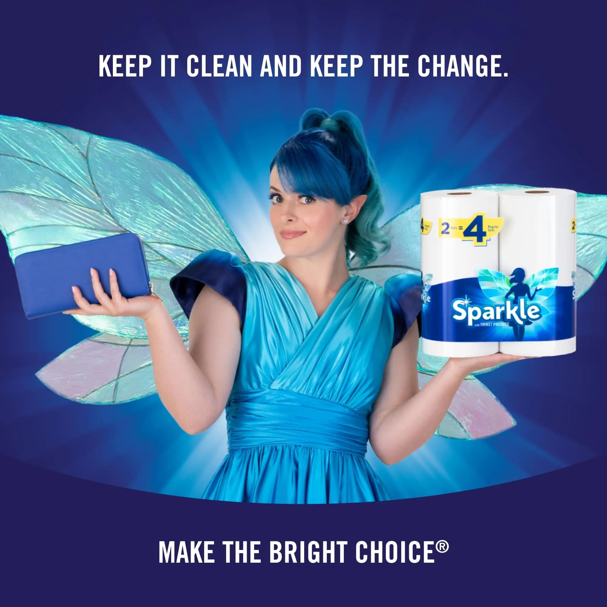 Sparkle Tear-A-Square Paper Towels, 12 Double Rolls = 24 Regular Rolls, White | Customizable Sheet Size Paper Towel - view 2