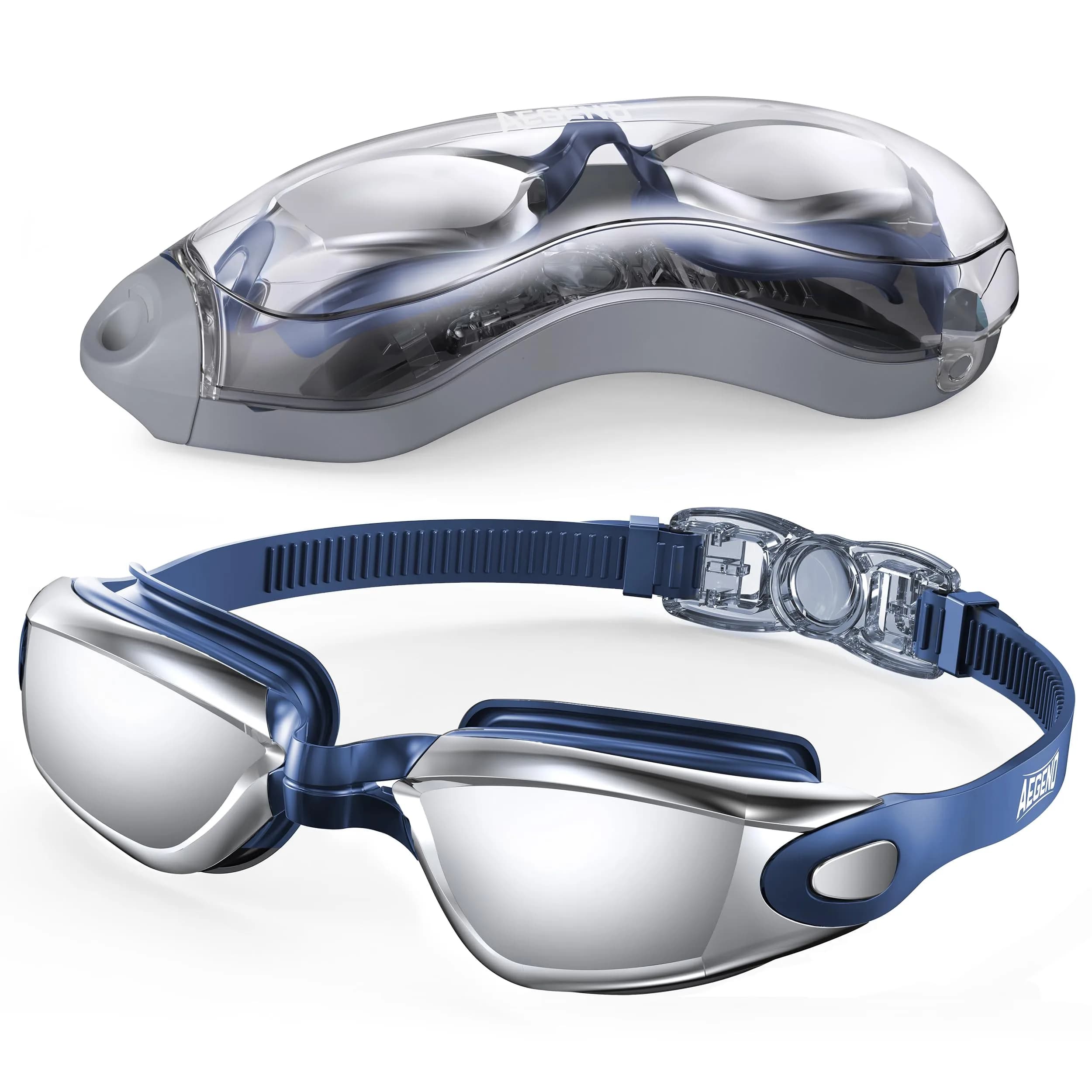 Aegend Sliver Blue Swim Goggles - No Leaking, 180° Panoramic Clear View for Adults & Youth - main product image