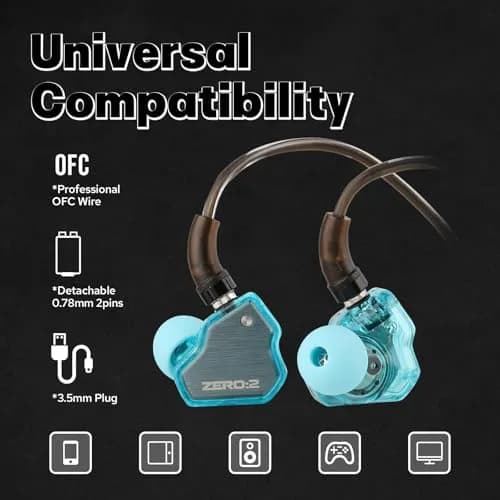 Linsoul 7Hz x Crinacle Zero:2 Wired In-Ear Monitor Earphones 10mm Dynamic Driver | Gaming & Music Earbuds thumbnail 6