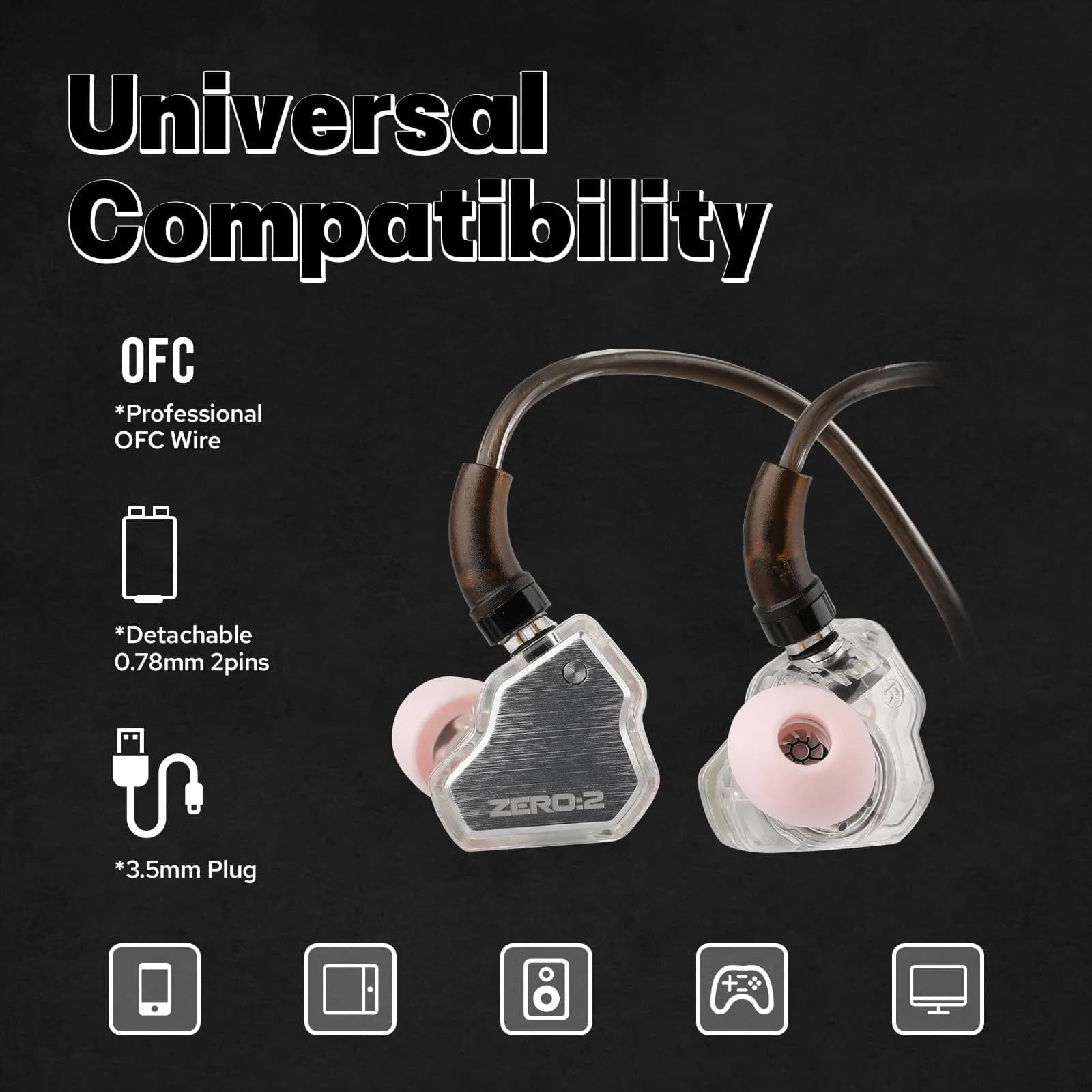 Linsoul 7Hz x Crinacle Zero:2 Wired In-Ear Monitor Earphones 1.25m (4.1ft) Cable | Audiophile-Tuned Dynamic Driver IEMs - view 6