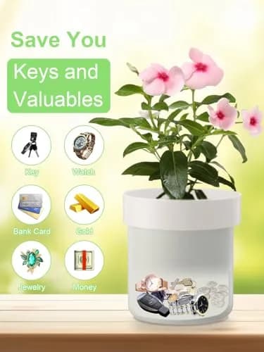 Younion Flower Pot Diversion Safe, Secret Hidden Safe, White 129ml (4.8"D x 5.2"H) thumbnail 2