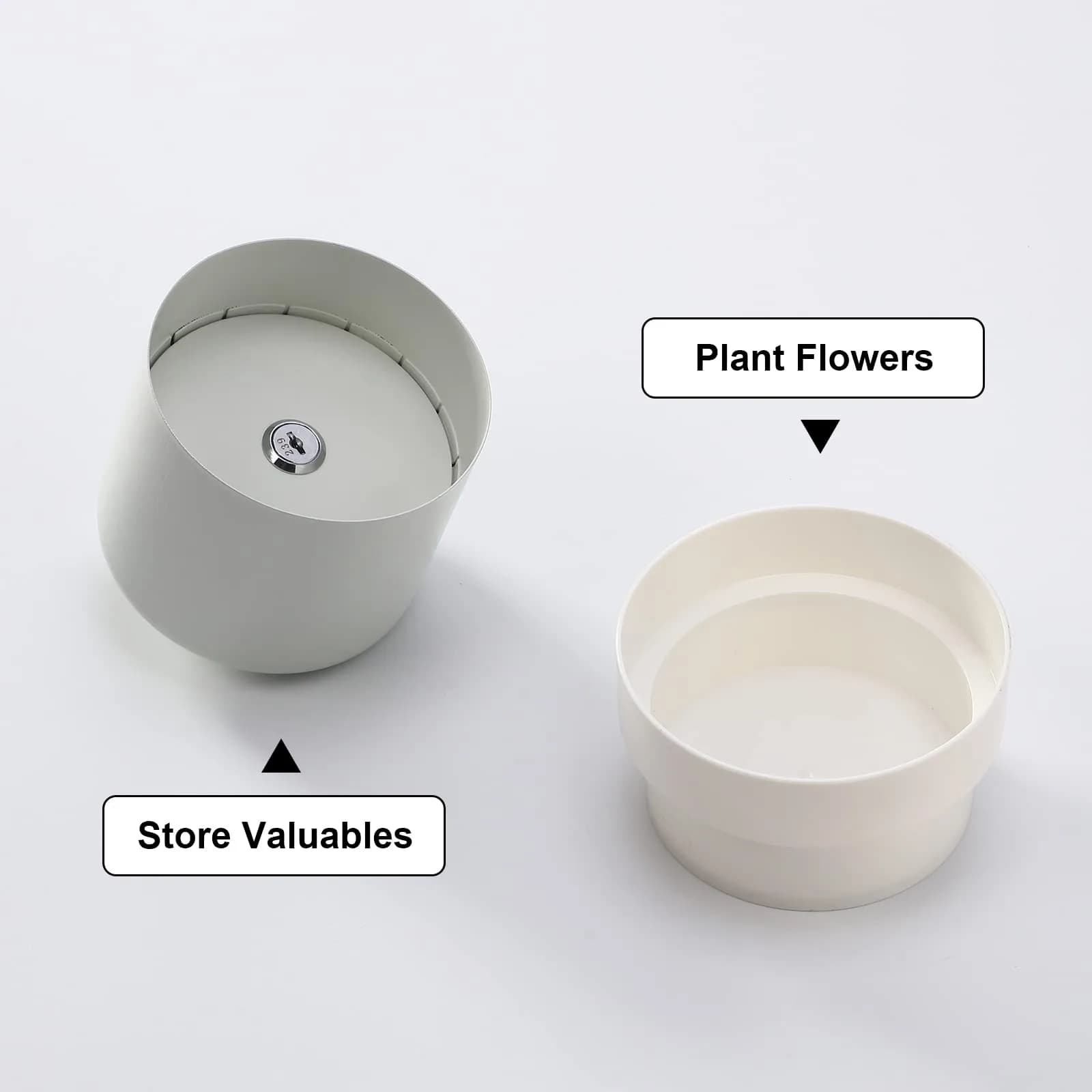 Younion Flower Pot Diversion Safe, Secret Hidden Safe, White 129ml (4.8"D x 5.2"H) - view 4