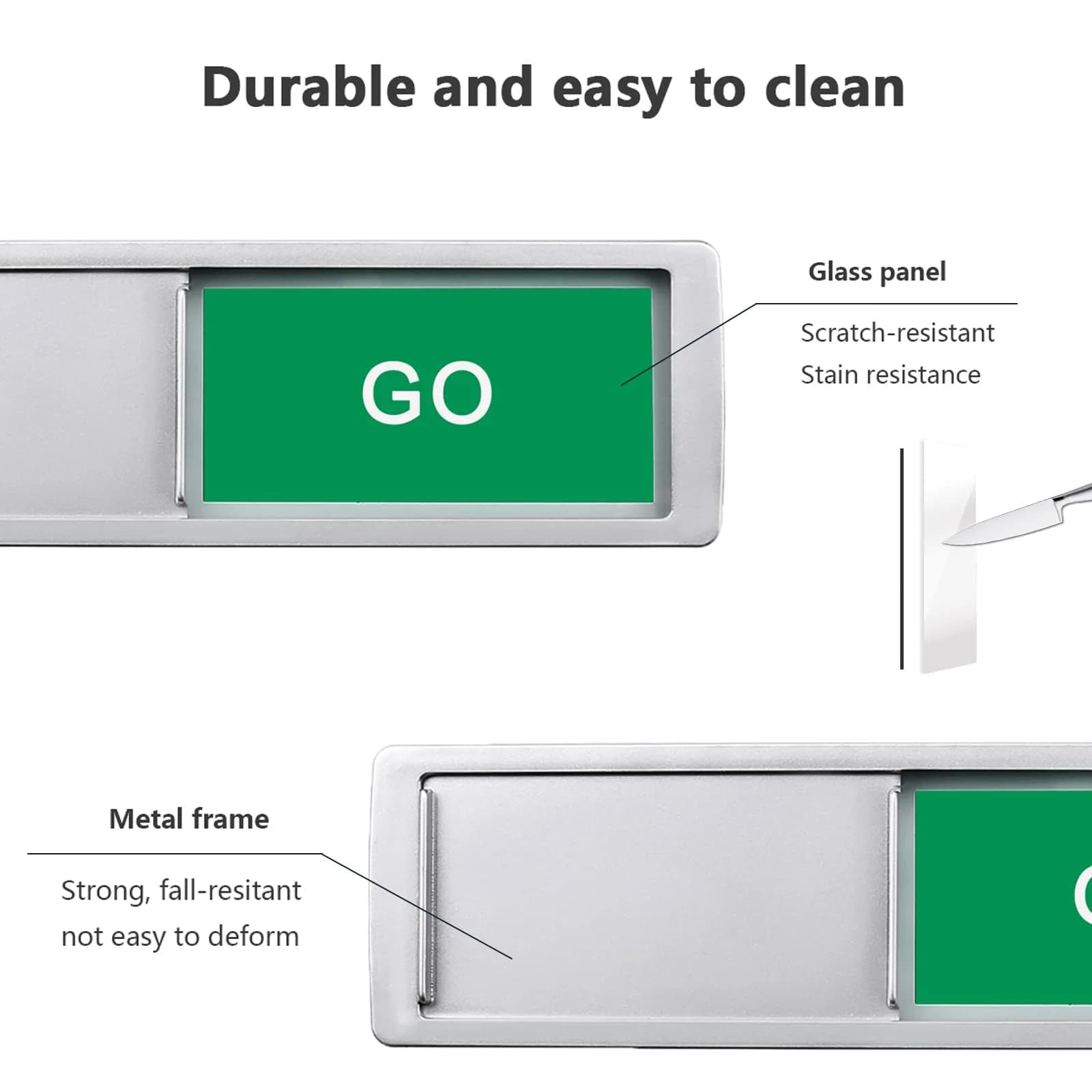 LoYinLo Go No Go Sign - Silver, 18cm x 5cm, Magnetic Privacy Indicator for Offices and Homes - view 3