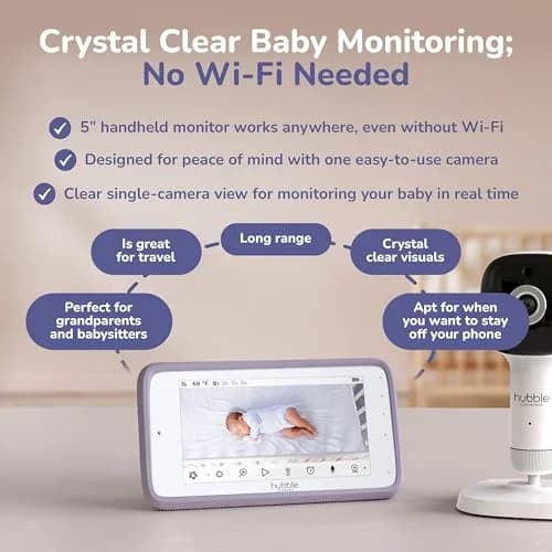 HUBBLE CONNECTED SkyVision AI Pro Baby Monitor Camera, HD 5" Home Display | AI Safety & Night Vision thumbnail 6