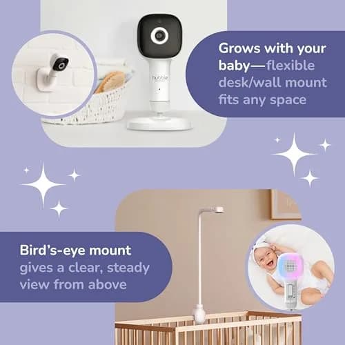 Hubble Connected SkyVision AI-Enhanced Smart Camera Baby Monitor with Secure Connection, Crib Mount, Remote Pan Tilt Zoom, 2-Way Talk, Night Vision, Nightlight, Soothing Sounds, Wellness Tracker, App thumbnail 4