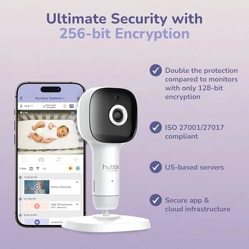 Hubble Connected SkyVision AI-Enhanced Smart Camera Baby Monitor with Secure Connection, Crib Mount, Remote Pan Tilt Zoom, 2-Way Talk, Night Vision, Nightlight, Soothing Sounds, Wellness Tracker, App thumbnail 8