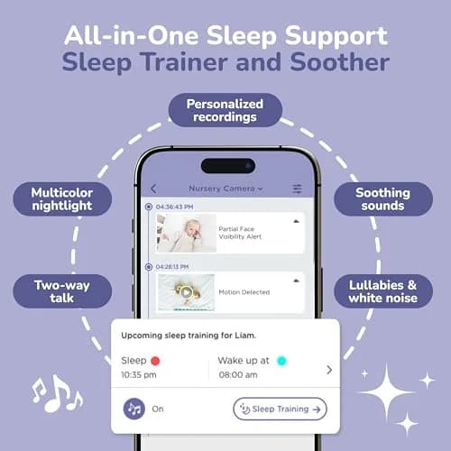 Hubble Connected SkyVision AI-Enhanced Smart Camera Baby Monitor with Secure Connection, Crib Mount, Remote Pan Tilt Zoom, 2-Way Talk, Night Vision, Nightlight, Soothing Sounds, Wellness Tracker, App thumbnail 9