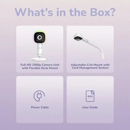 Hubble Connected SkyVision AI-Enhanced Smart Camera Baby Monitor with Secure Connection, Crib Mount, Remote Pan Tilt Zoom, 2-Way Talk, Night Vision, Nightlight, Soothing Sounds, Wellness Tracker, App thumbnail 2