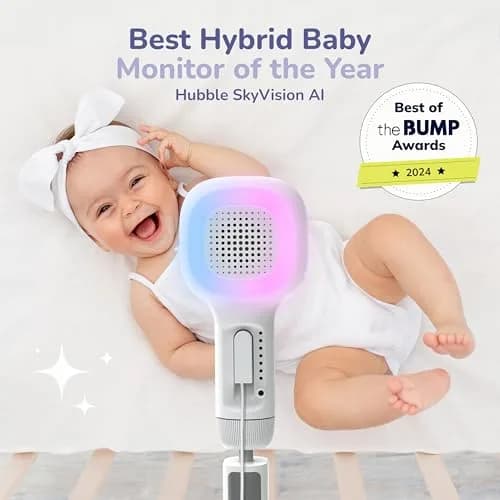 Hubble Connected SkyVision AI-Enhanced Smart Camera Baby Monitor with Secure Connection, Crib Mount, Remote Pan Tilt Zoom, 2-Way Talk, Night Vision, Nightlight, Soothing Sounds, Wellness Tracker, App thumbnail 3