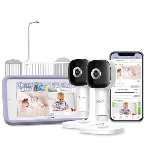 Hubble Connected SkyVision Pro Twin AI-Enhanced 2 HD Smart Camera Baby Monitors, Parent Unit, Mount, Remote Pan Tilt Zoom, 2-Way Talk, Night Vision, Nightlight, Soothing Sounds, Wellness Tracker, App thumbnail 1