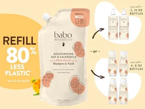 Babo Botanicals Moisturizing Oat & Calendula 2-in-1 Shampoo & Wash 946ml (32 Fl Oz) | For Dry or Sensitive Skin thumbnail 2