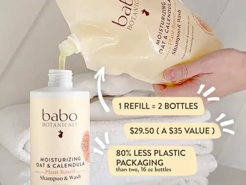 Babo Botanicals Moisturizing Oat & Calendula 2-in-1 Shampoo & Wash 946ml (32 Fl Oz) | For Dry or Sensitive Skin thumbnail 3