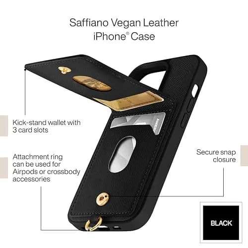Anne Klein Saffiano Vegan Leather Apple iPhone 14 Pro Case | Stylish Wallet with Card Slots thumbnail 5