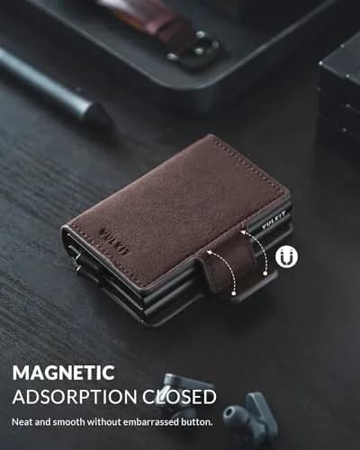 VULKIT RFID Blocking Leather Wallet for Men & Women | Compact Double Card Case with Pop-Up Access thumbnail 5