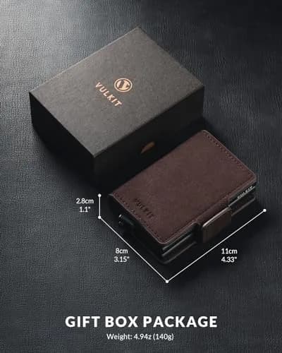 VULKIT RFID Blocking Leather Wallet for Men & Women | Compact Double Card Case with Pop-Up Access thumbnail 6