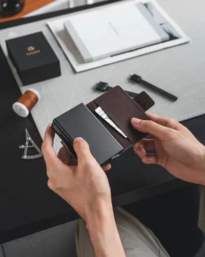 VULKIT RFID Blocking Leather Wallet for Men & Women | Compact Double Card Case with Pop-Up Access thumbnail 7