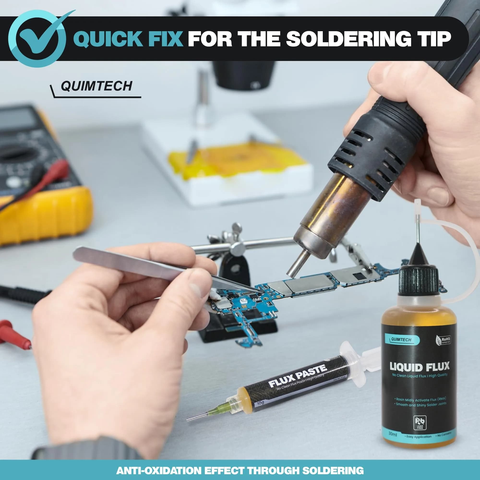 QUIMTECH Liquid Solder Flux Dropper 30ml (1 Oz.) | Advanced RMA Rosin Formula for Electronics - view 7