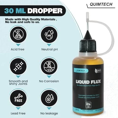 QUIMTECH Liquid Solder Flux Dropper 30ml (1 Oz.) | Advanced RMA Rosin Formula for Electronics thumbnail 3