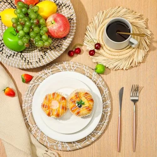Xuhal 8 Pcs Boho Wall Basket Decor Set 17.8 cm - 32 cm | Hand-Woven Natural Aesthetic thumbnail 6