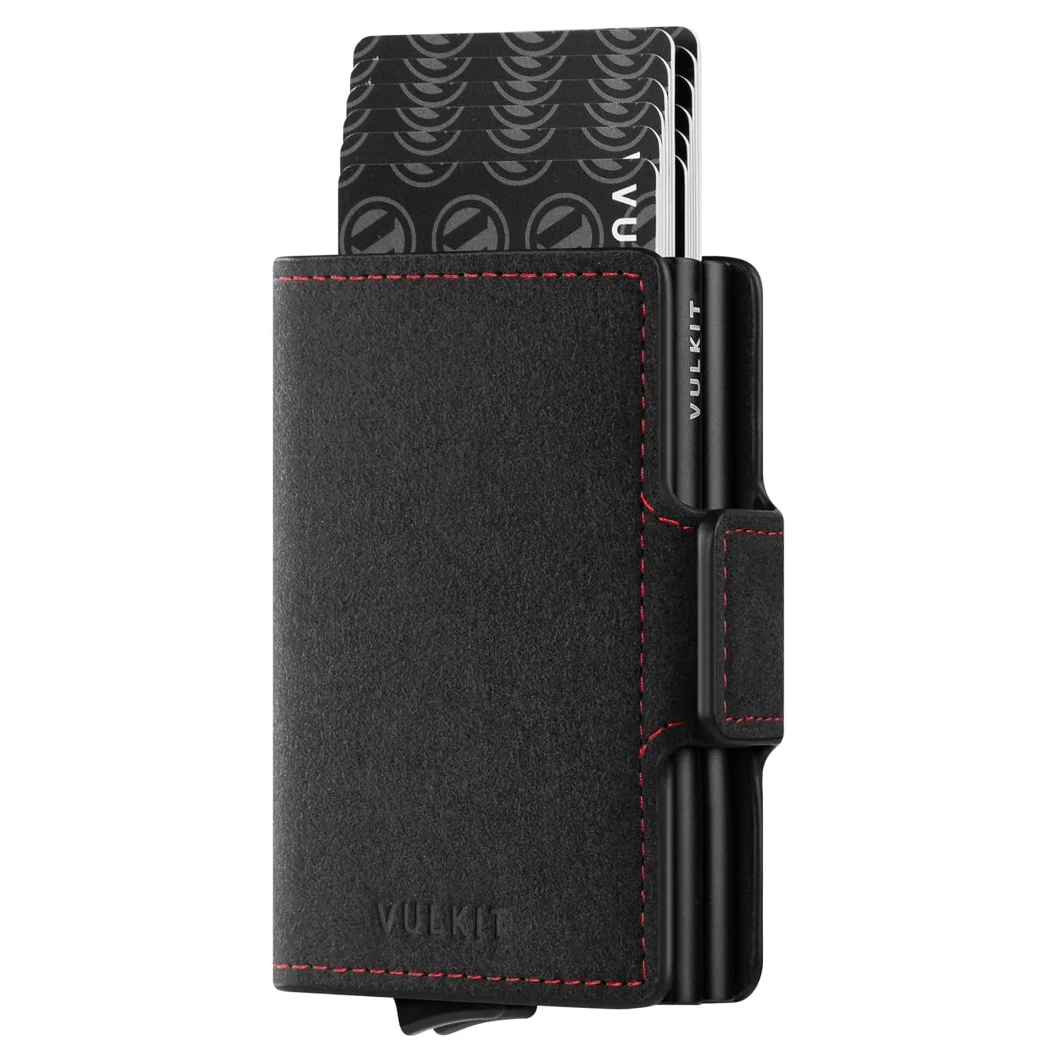VULKIT Automatic Pop Up Double Card Holder RFID Blocking Leather Magnetic Wallet 14 Card Capacity (Dark Grey)