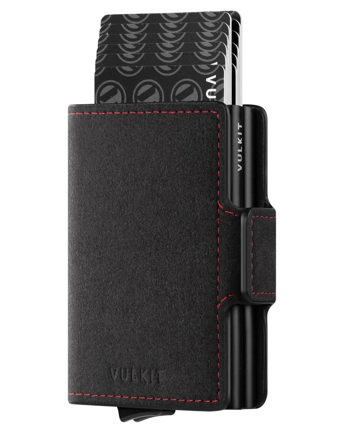 VULKIT Automatic Pop Up Double Card Holder RFID Blocking Leather Magnetic Wallet 14 Card Capacity (Dark Grey) - main product image