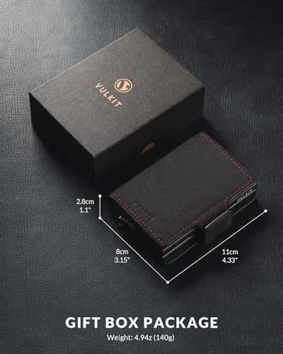 VULKIT Automatic Pop Up Double Card Holder RFID Blocking Leather Magnetic Wallet 14 Card Capacity (Dark Grey) thumbnail 6