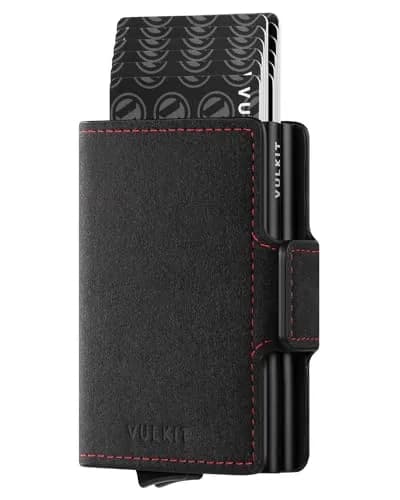 VULKIT Automatic Pop Up Double Card Holder RFID Blocking Leather Magnetic Wallet 14 Card Capacity (Dark Grey) thumbnail 1