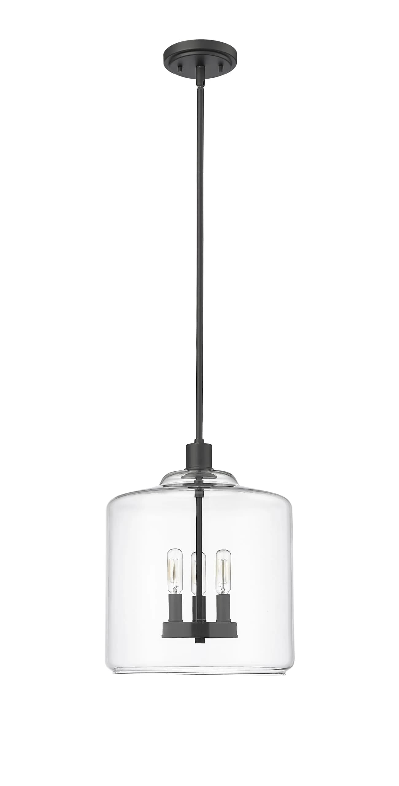 ML Lighting Asheville Collection 46933-MB Metal 3-Light Pendant in Matte Black | Adjustable Heirloom Quality Ceiling Fixture