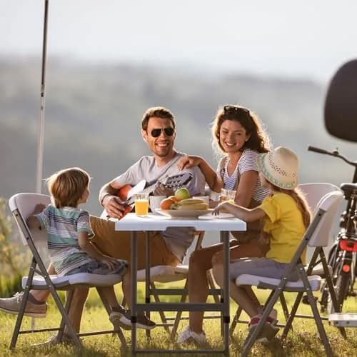 VTOY 4FT Folding Table | Heavy Duty Indoor Outdoor with Carry Handle (4FT, White) thumbnail 6