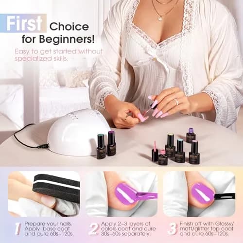 ROSALIND 30PCS Pastel Gel Nail Polish Set, 5ml (0.17 Fl Oz) Each | 26 Bright Neon Colors with Base & Glitter Top Coats thumbnail 7