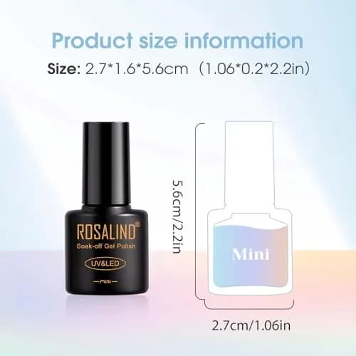 ROSALIND 30PCS Pastel Gel Nail Polish Set, 5ml (0.17 Fl Oz) Each | 26 Bright Neon Colors with Base & Glitter Top Coats thumbnail 9