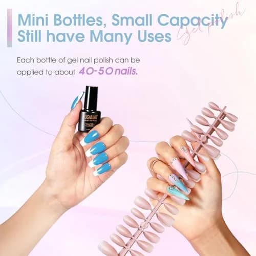 ROSALIND 30PCS Pastel Gel Nail Polish Set, 5ml (0.17 Fl Oz) Each | 26 Bright Neon Colors with Base & Glitter Top Coats thumbnail 3