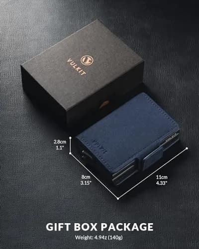 VULKIT Credit Card Holder RFID Blocking Leather Wallet 11cm | Auto Pop-Up Double Card Case thumbnail 6