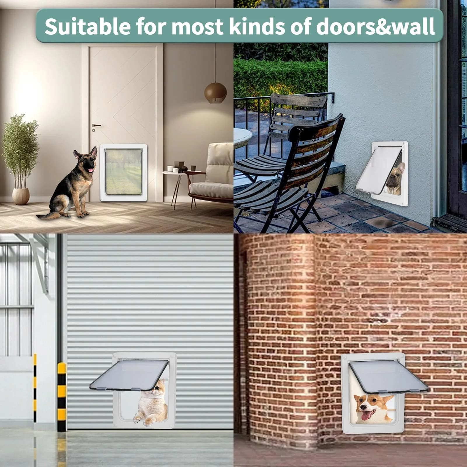 Lessmon Large Magnetic Locking Dog Door 44cm (17.1in) Tall | Weatherproof & Secure Pet Access - view 7