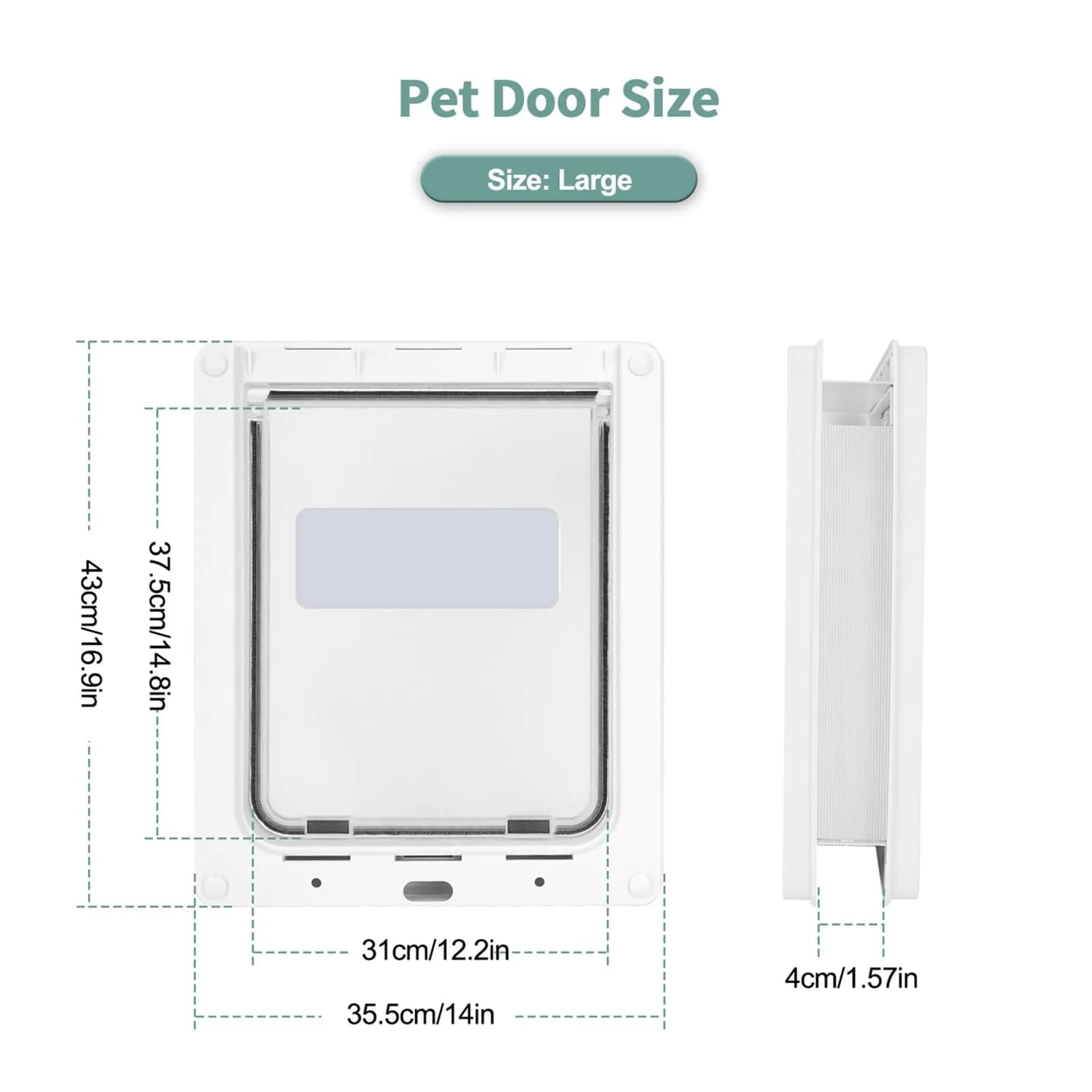 Lessmon Large Magnetic Locking Dog Door 44cm (17.1in) Tall | Weatherproof & Secure Pet Access - view 2