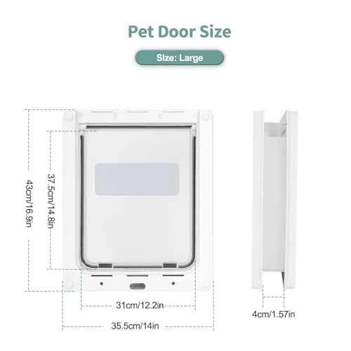 Lessmon Large Magnetic Locking Dog Door 44cm (17.1in) Tall | Weatherproof & Secure Pet Access thumbnail 2