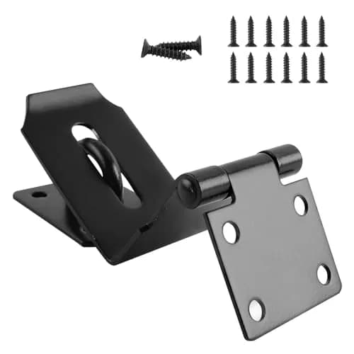 HOWDIA 90 Degree Hasp Latch 6.3cm (2.48 Inch) | Stainless Steel Black Safety Lock for Doors thumbnail 1